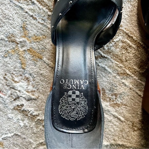 Vince Camuto Nilambie Studded Ankle Strap Sandal BLACK LEATHER 9 1/2 NEW - Picture 5 of 11